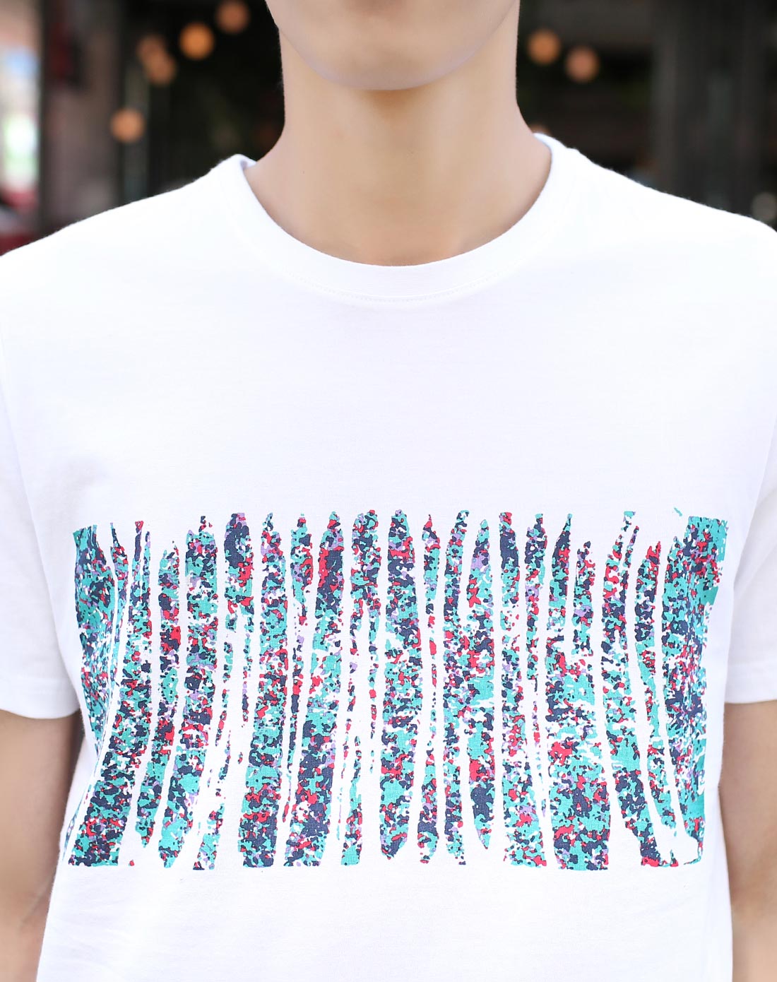 白色创意印花短袖t恤