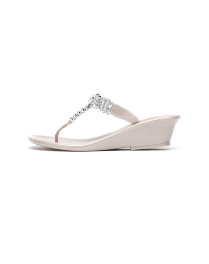 潘多拉 镶饰坡跟夹趾凉拖