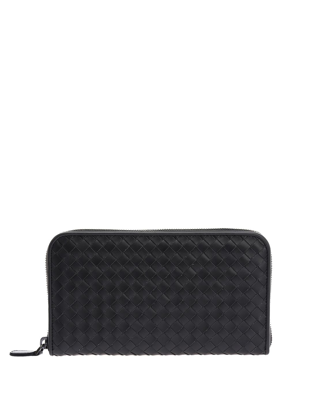 bottega veneta男士黑色编织拉链长钱夹