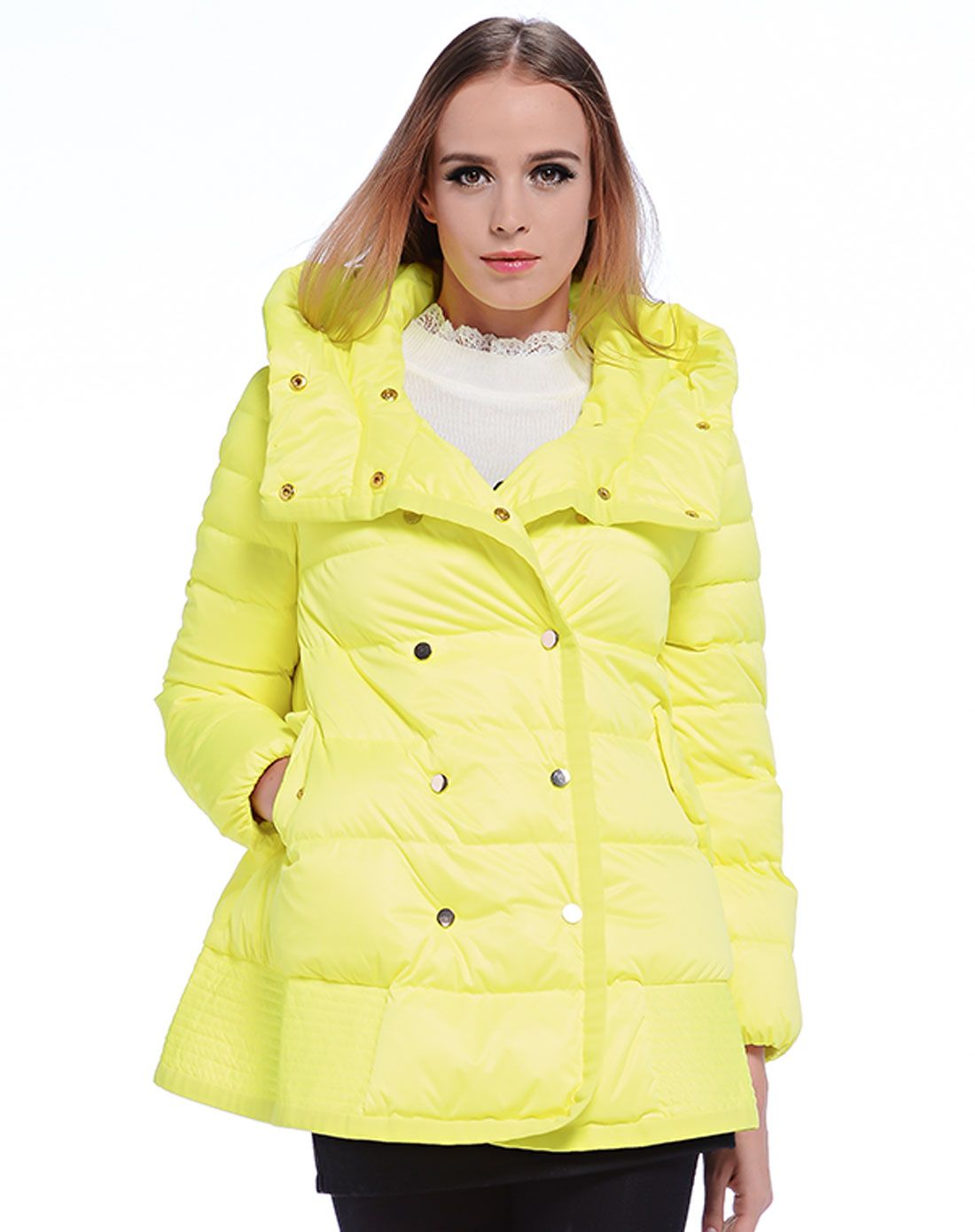 卓多姿 zdorzi 女装移动端专场女款荧光绿短羽绒928700954_唯品会