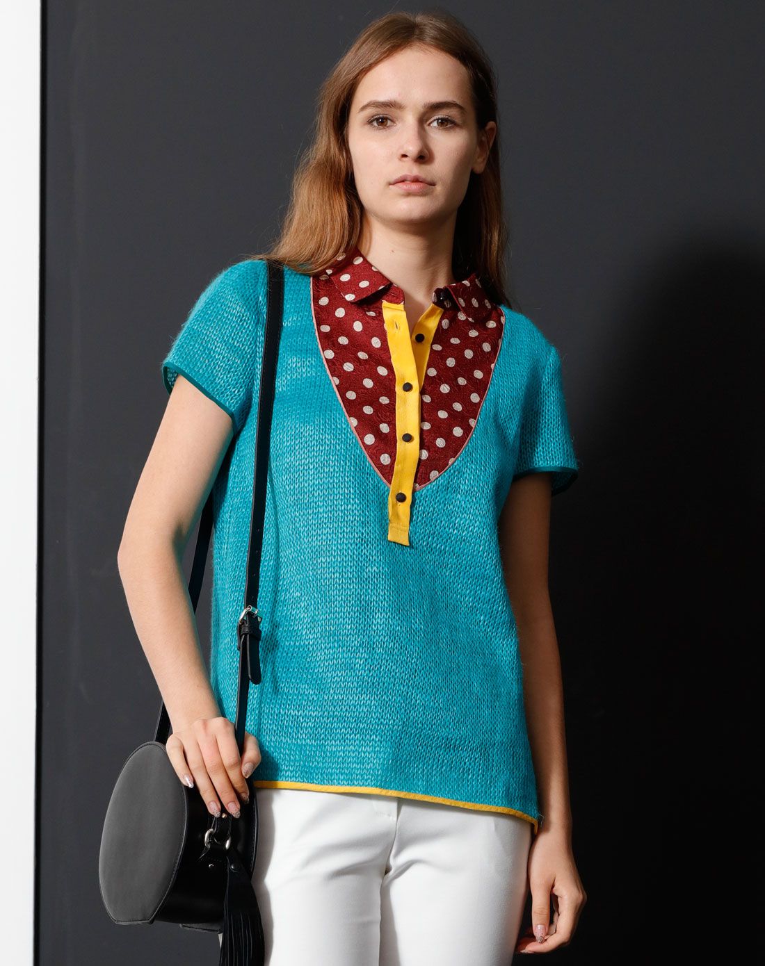 彩麻纱复合欧根上衣