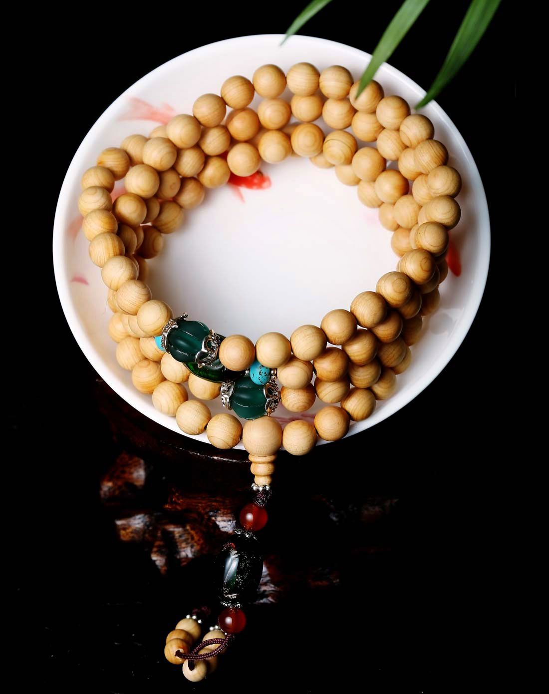 bnlf 天然崖柏串珠手链108颗8mm 民族风