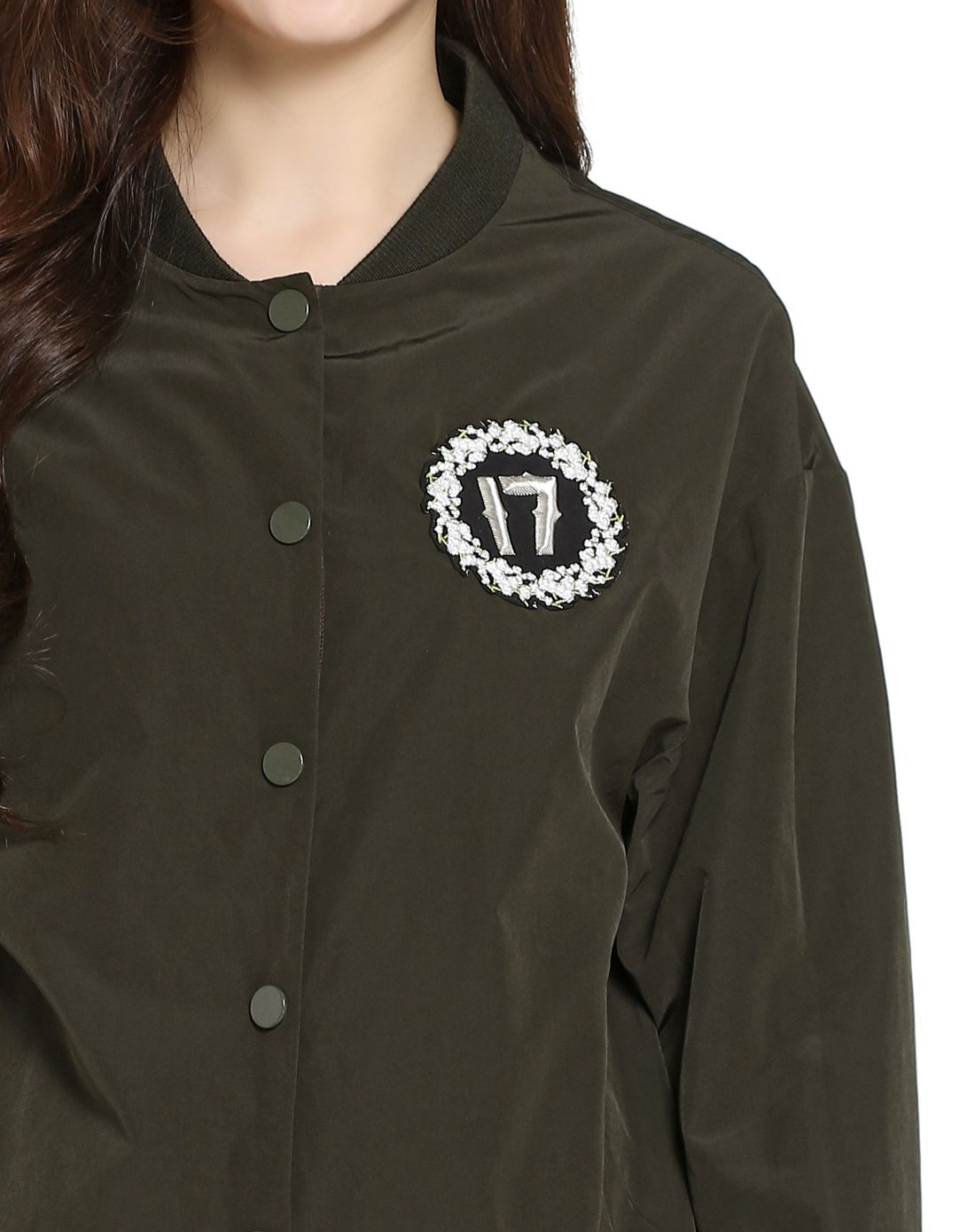 深军绿色时尚简约长袖外套