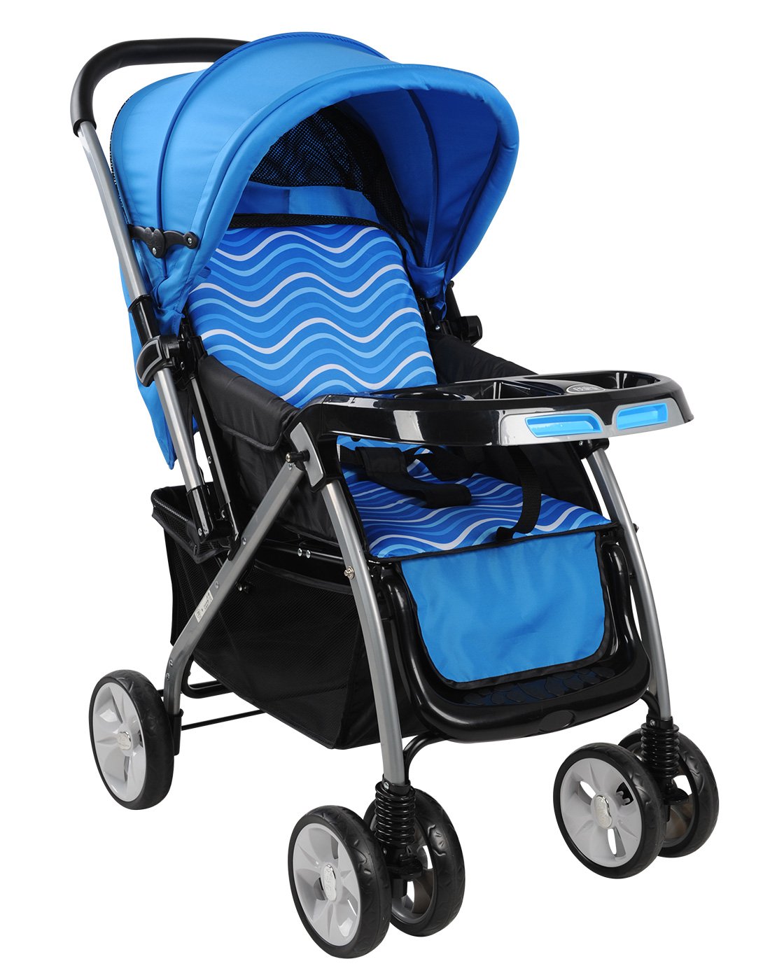 宝宝好可坐可躺多功能轻便婴儿车高景观儿童宝宝双向推车蓝色