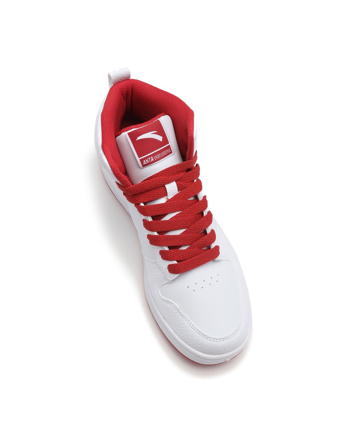 安踏anta 支撑耐磨 男款高帮运动板鞋 白配红色 8