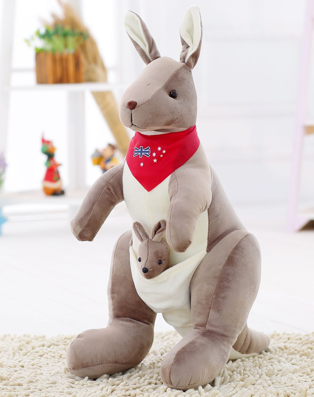 冬季也要暖暖的毛绒玩具专场直发货【新款】仿真袋鼠公仔粉色50cmbbz