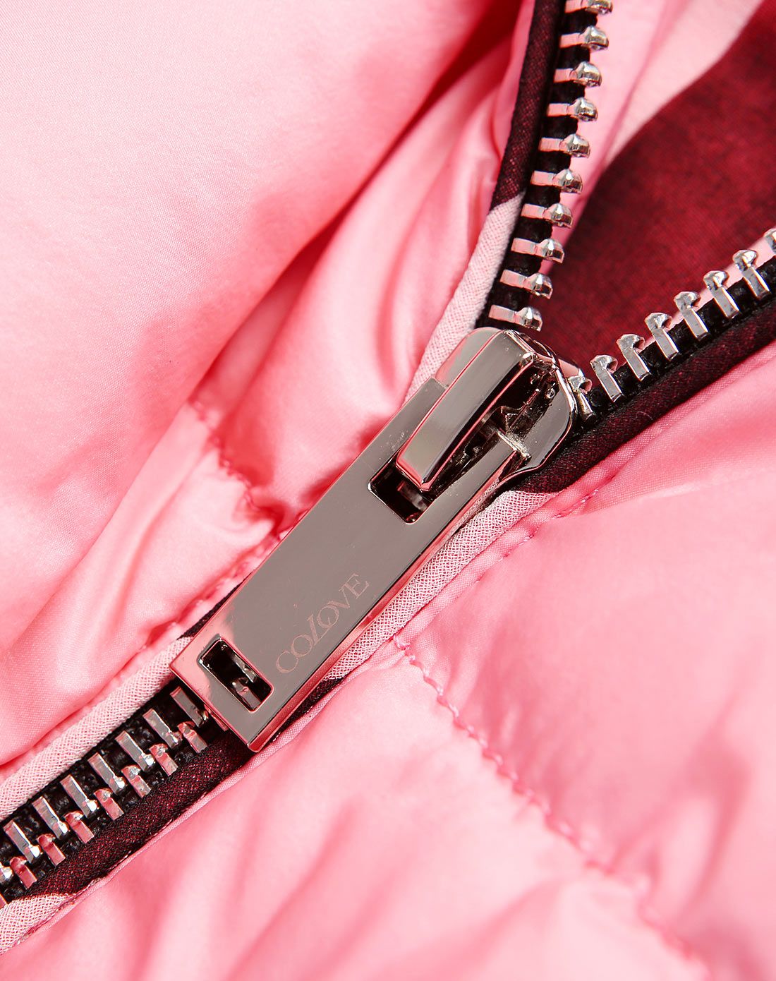 粉红色甜美连帽长袖羽绒服