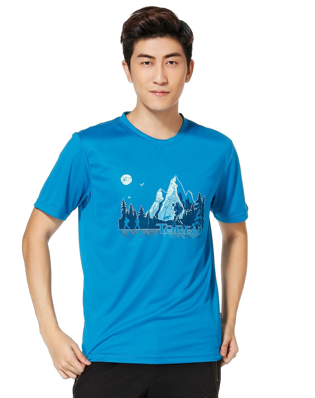 透气干爽 男款天青蓝色短袖t恤