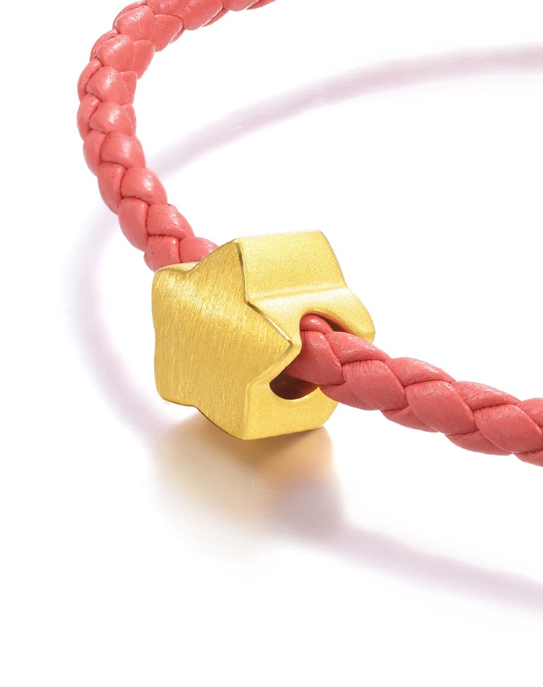 > 足金charme串珠系列幸运星转运珠(送17厘米粉红色配绳)