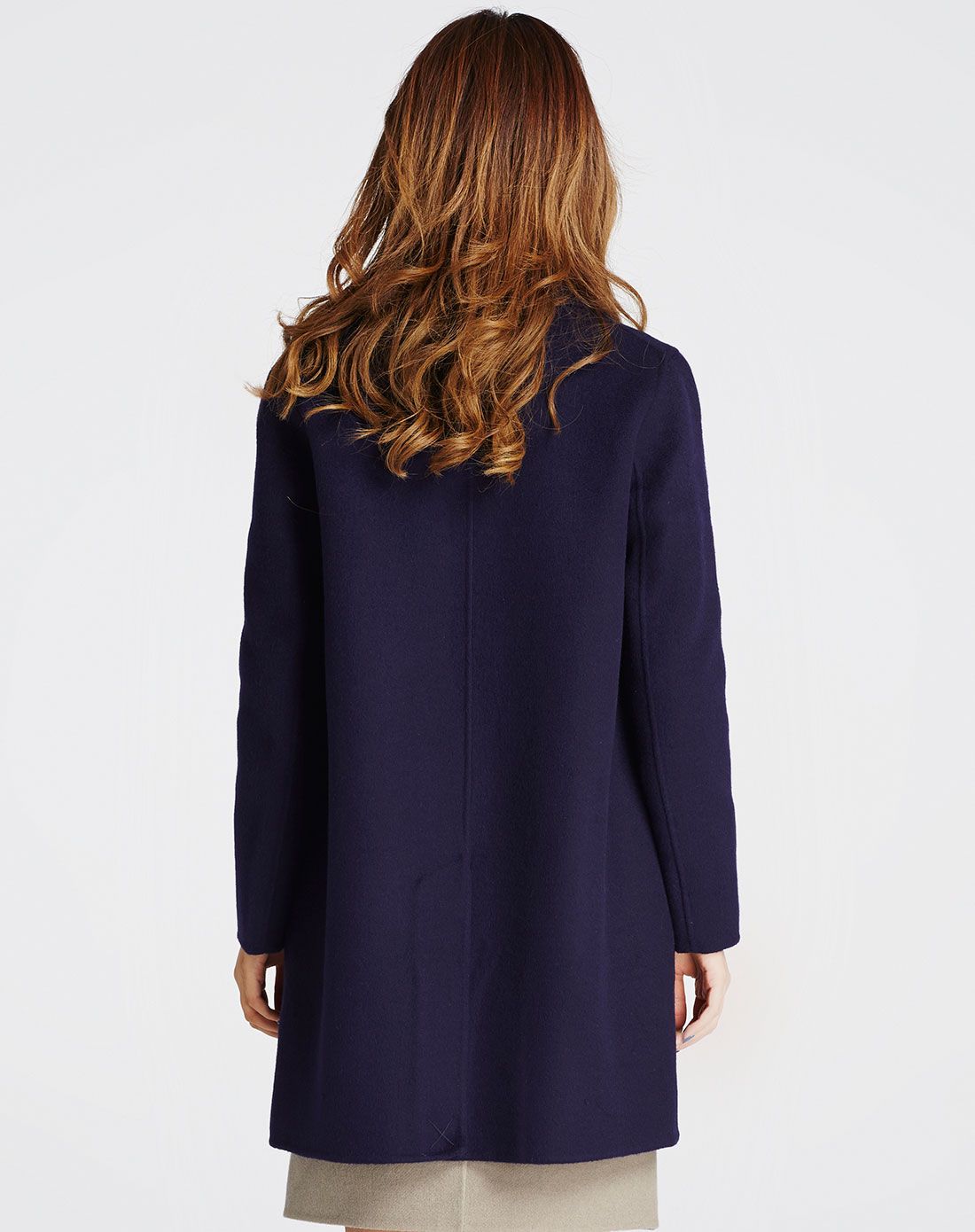 女式藏青色羊绒大衣