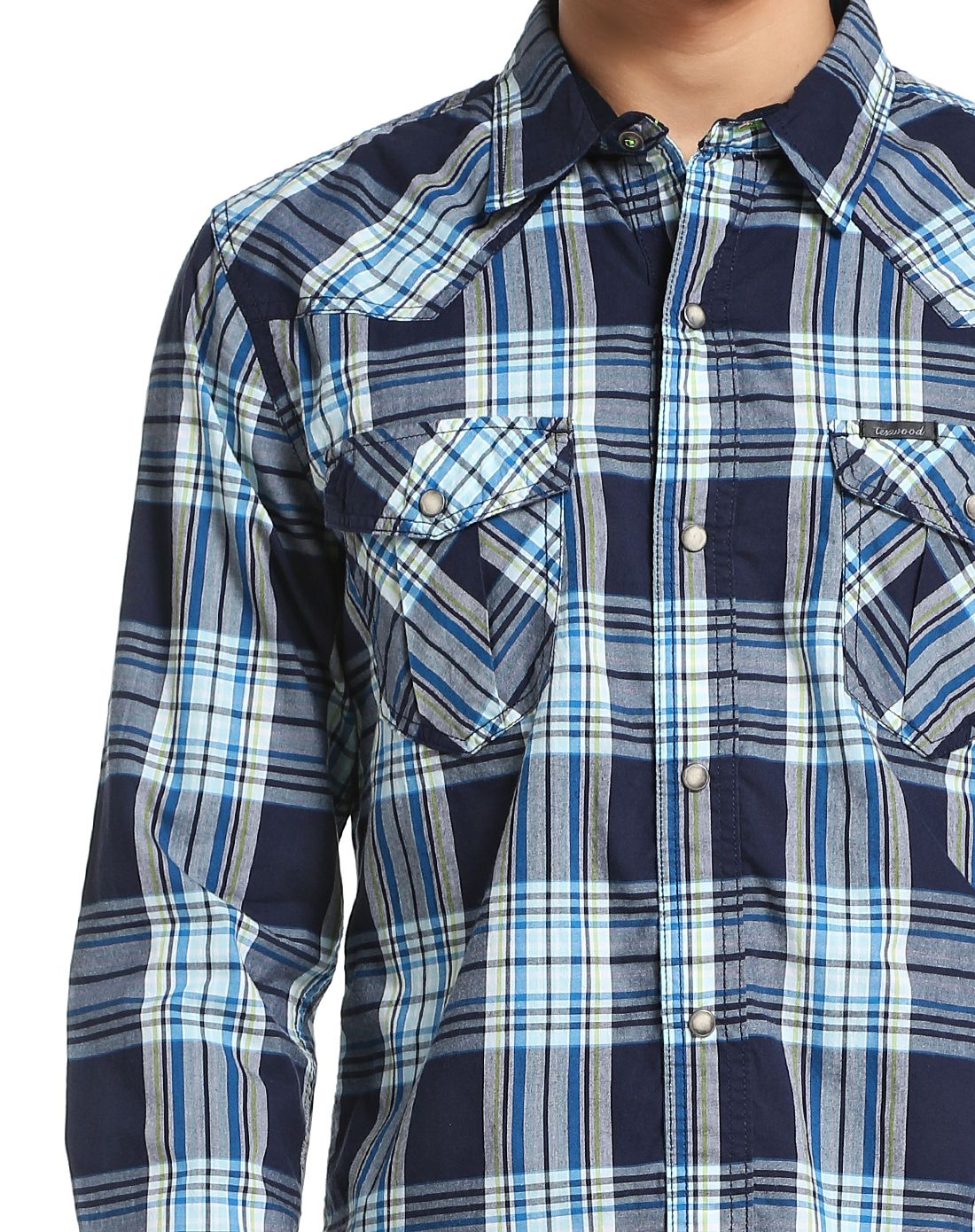 texwood男女装男款藏蓝色活力格子长袖衬衫9626141abu4_唯品会