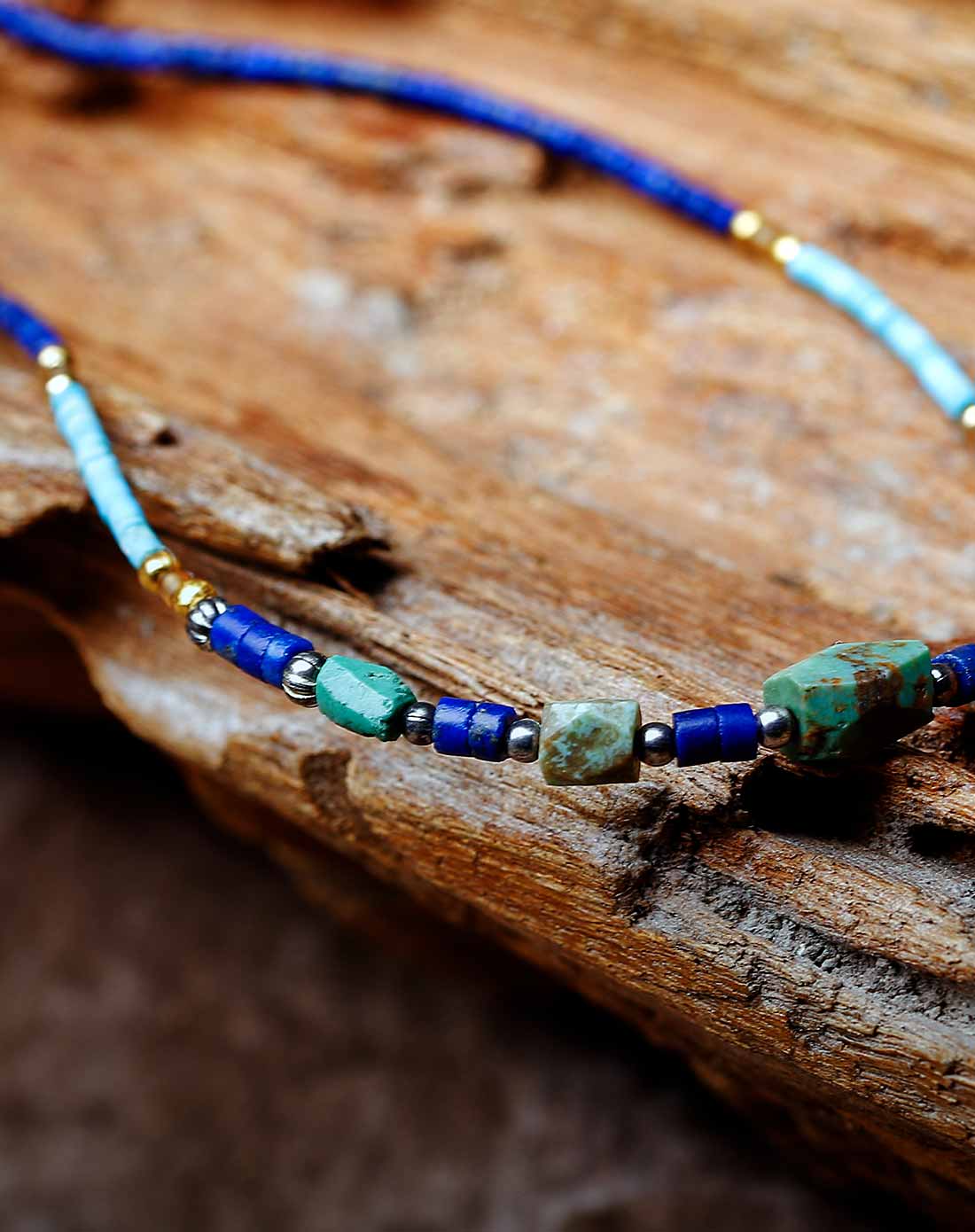 【丝路遗风】阿富汗原矿老青金石绿松石项链