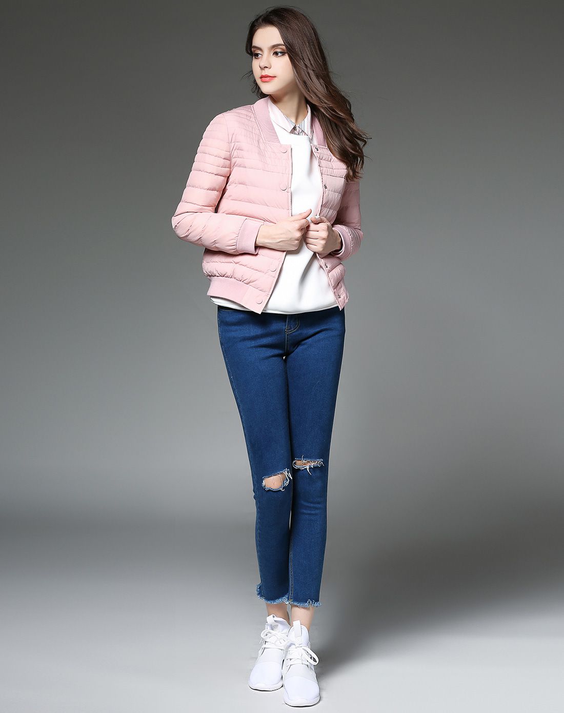 女款修身短款简约休闲棉衣3d69a358011_唯品会