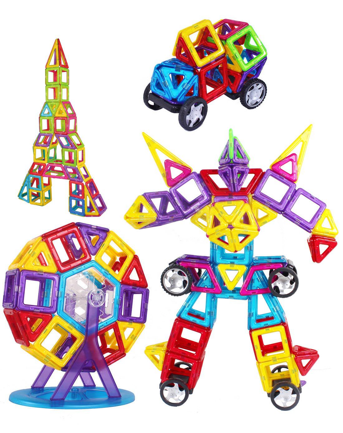 铭塔120件套磁力片积木儿童玩具建构片百变提拉哒哒搭益智力早教盒装