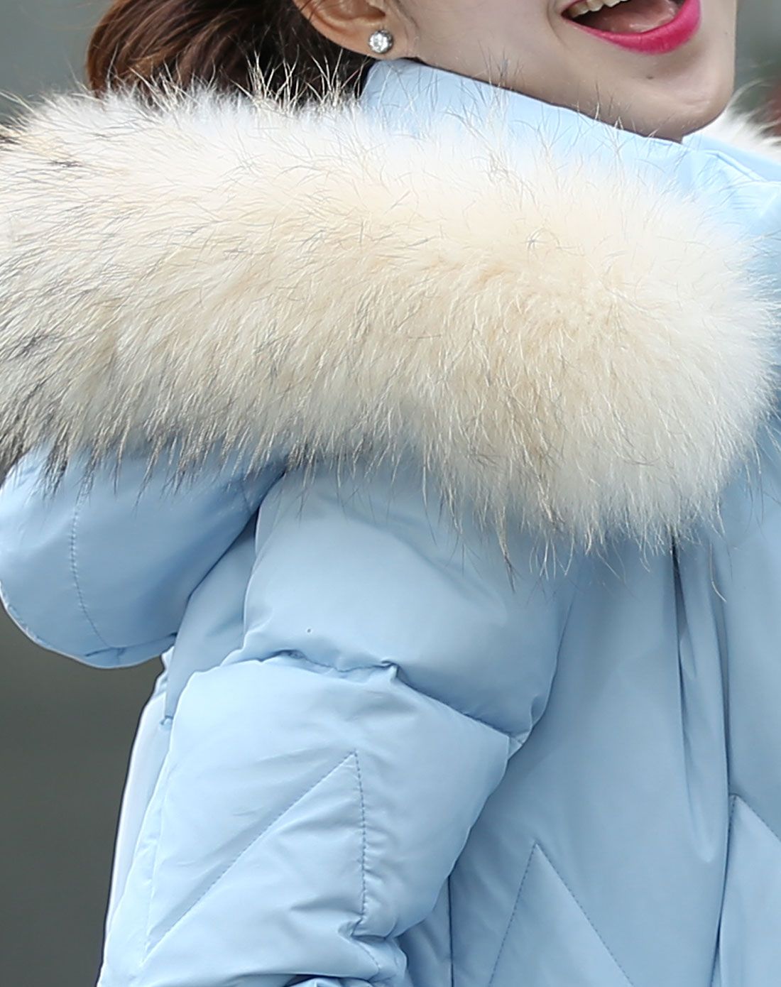 烟蓝灰 休闲中长款羽绒服