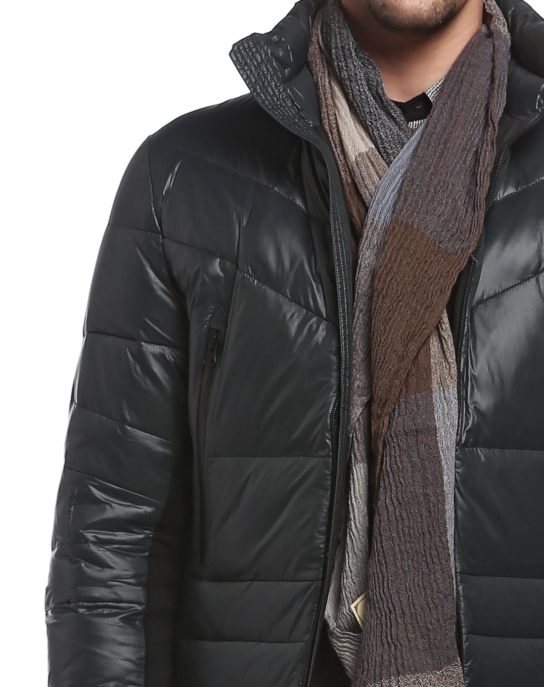 夏利豪charriol男装专场 绿/黑色休闲百搭长袖羽绒服