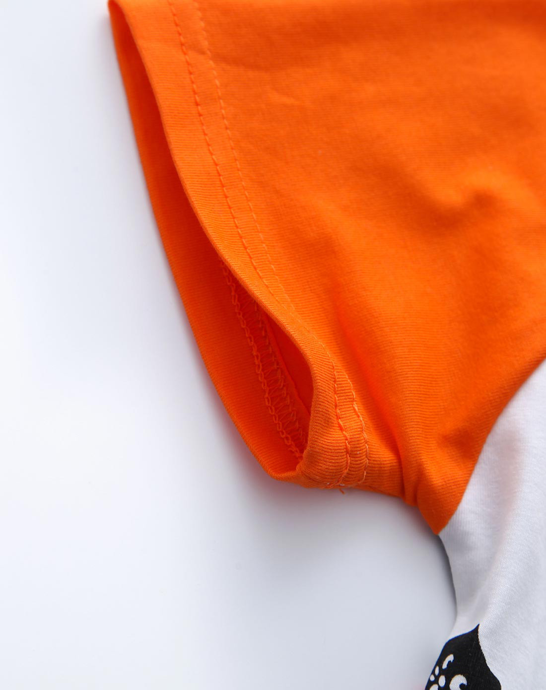 女童橘白色针织短袖t恤