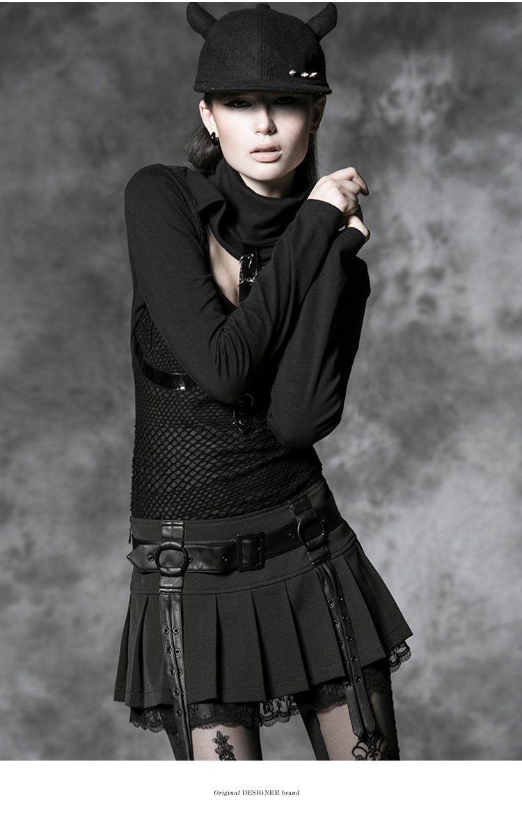 punk rave原创暗黑时尚女神专场紧身腰果花打底裤黑色vk-144fbk_唯品