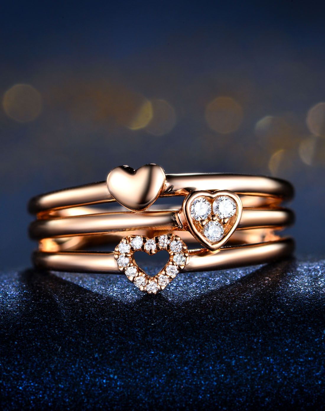 新款玫瑰18k金钻石女戒