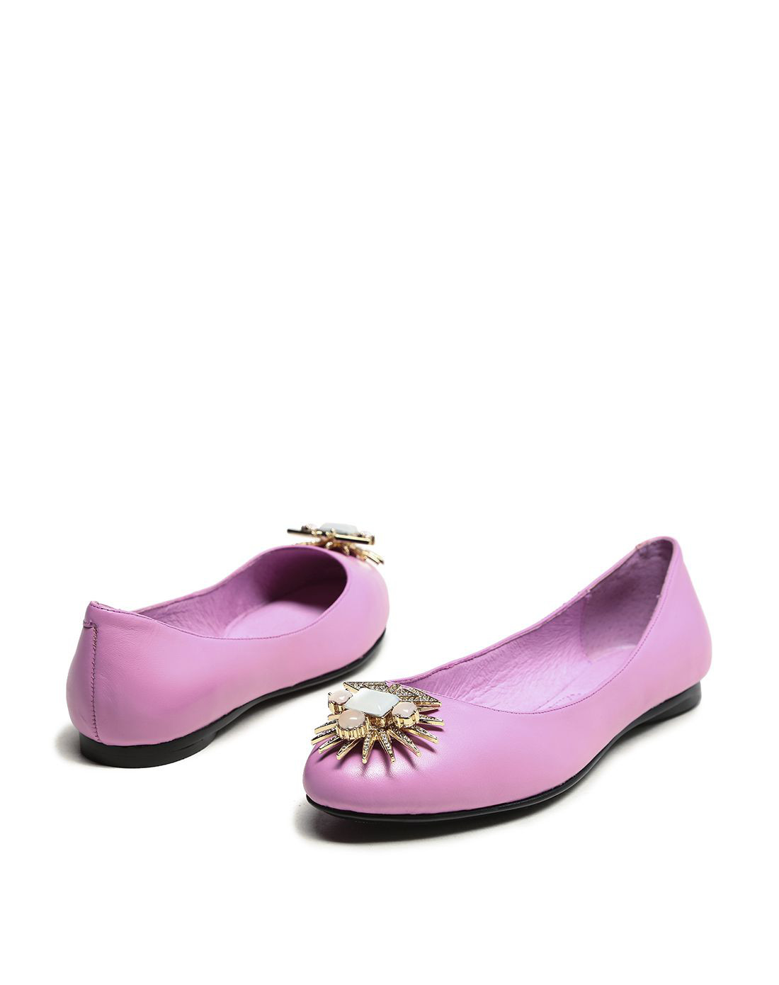 aee爱意牛皮芭比粉女低跟单鞋