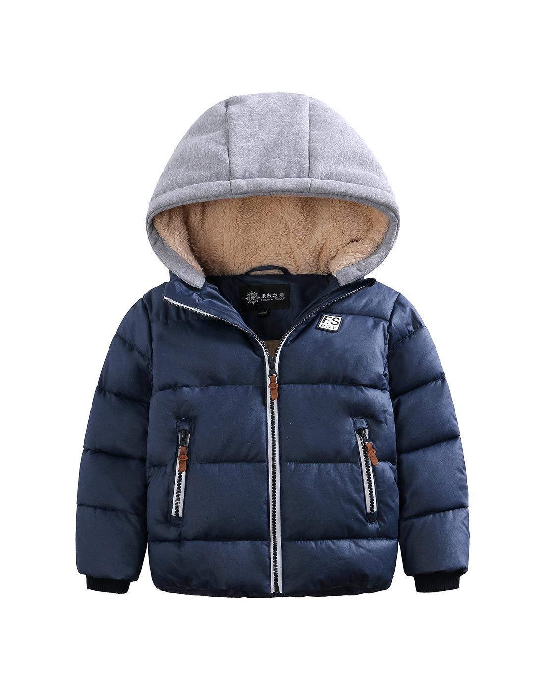 未来之星旗下品牌男童藏青带帽棉衣wb547399w688_唯品会
