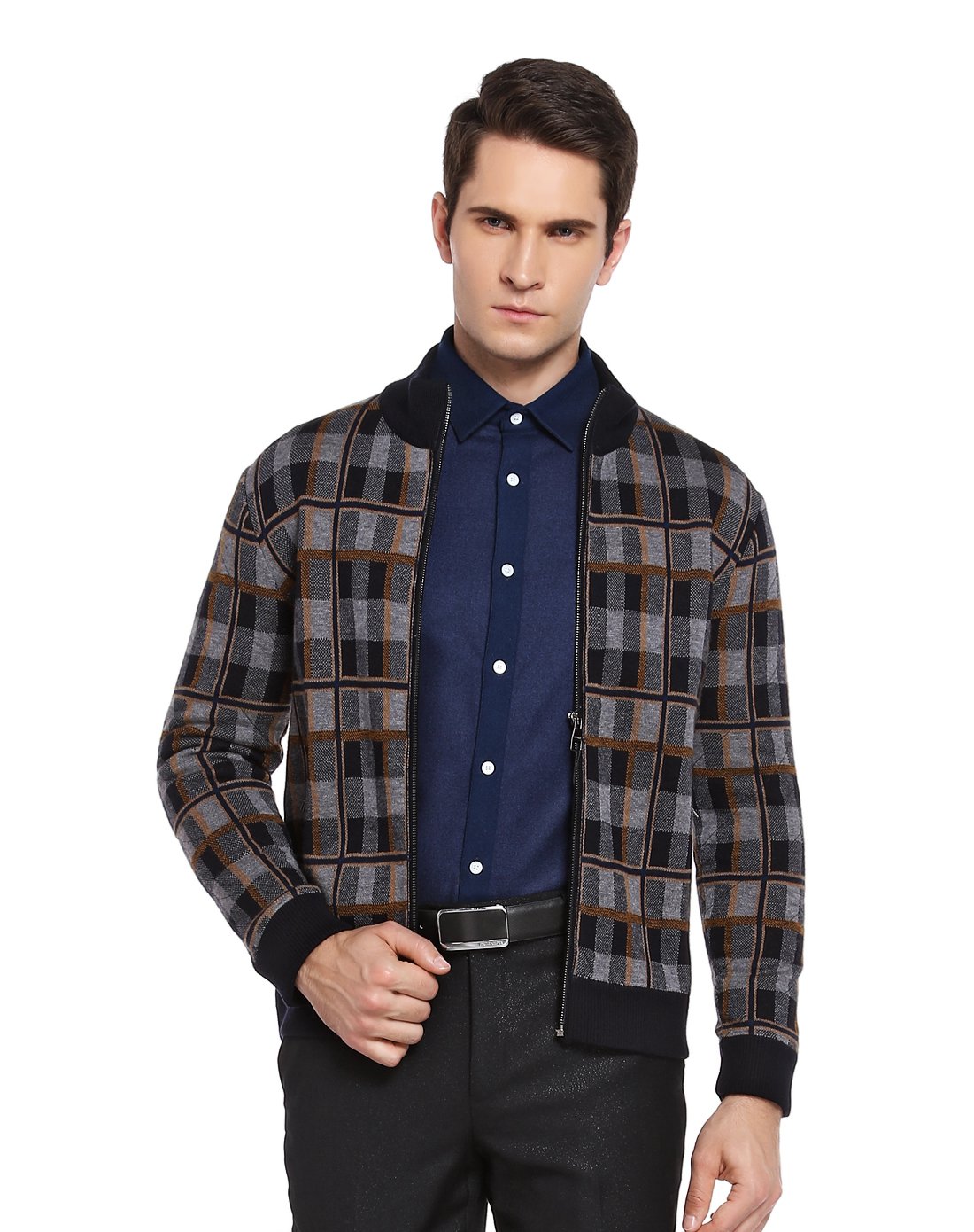 威斯康尼vskonne男装专场 绅士格纹长袖羊毛外套