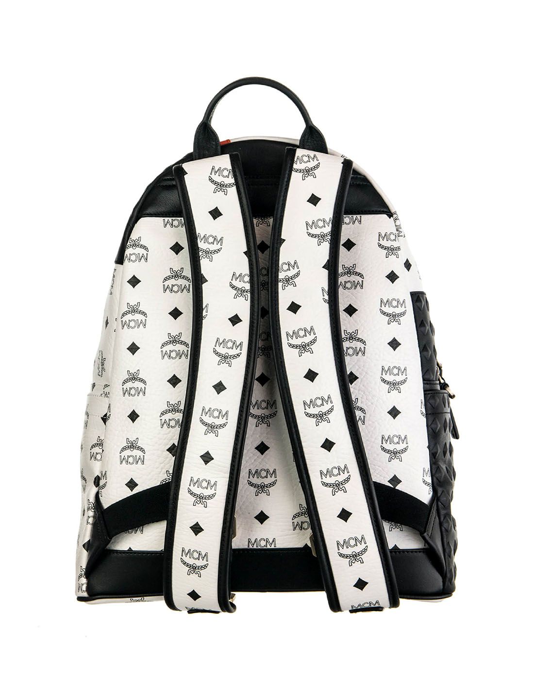 mcm 女款黑/橙色时尚狮子图案双肩包中号