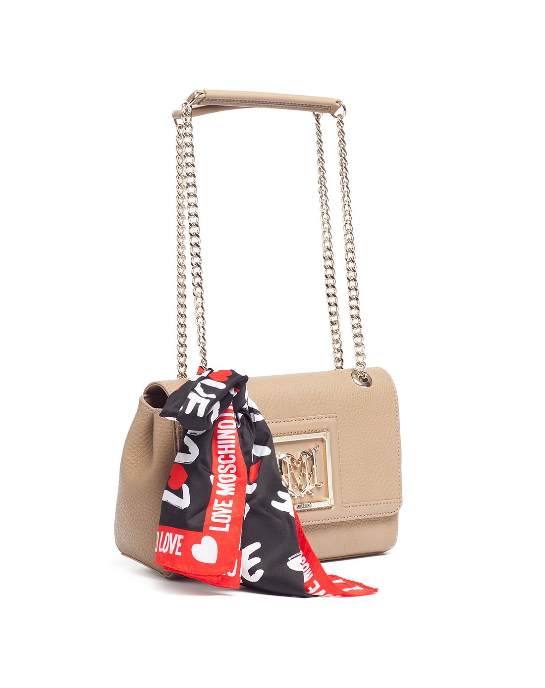 love moschino 女款荔枝纹金属链条单肩包