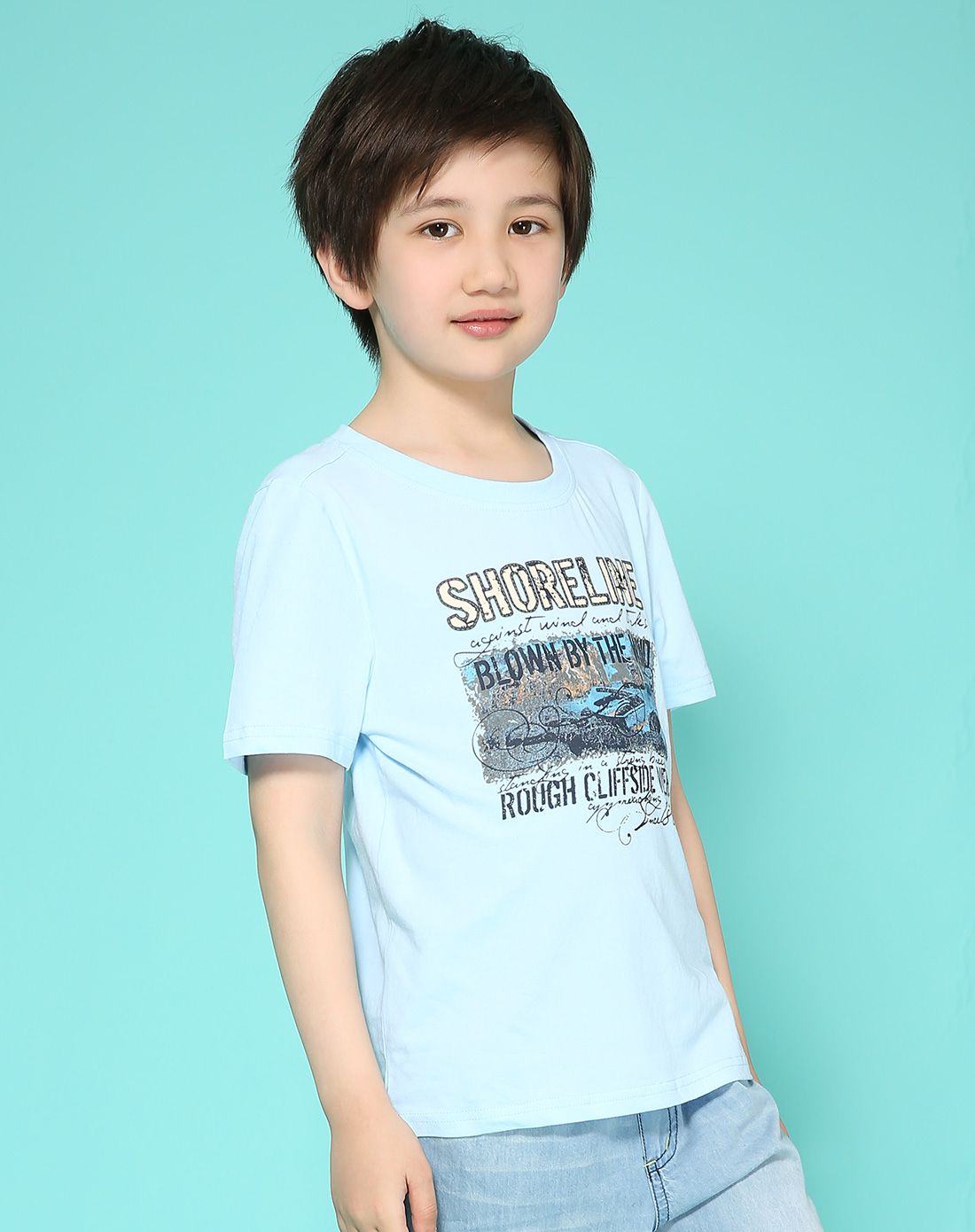 [明星单品]男童天蓝色短袖恤