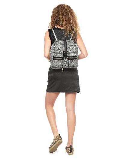 juicy couture女款粗呢雪花编织翻盖双肩包