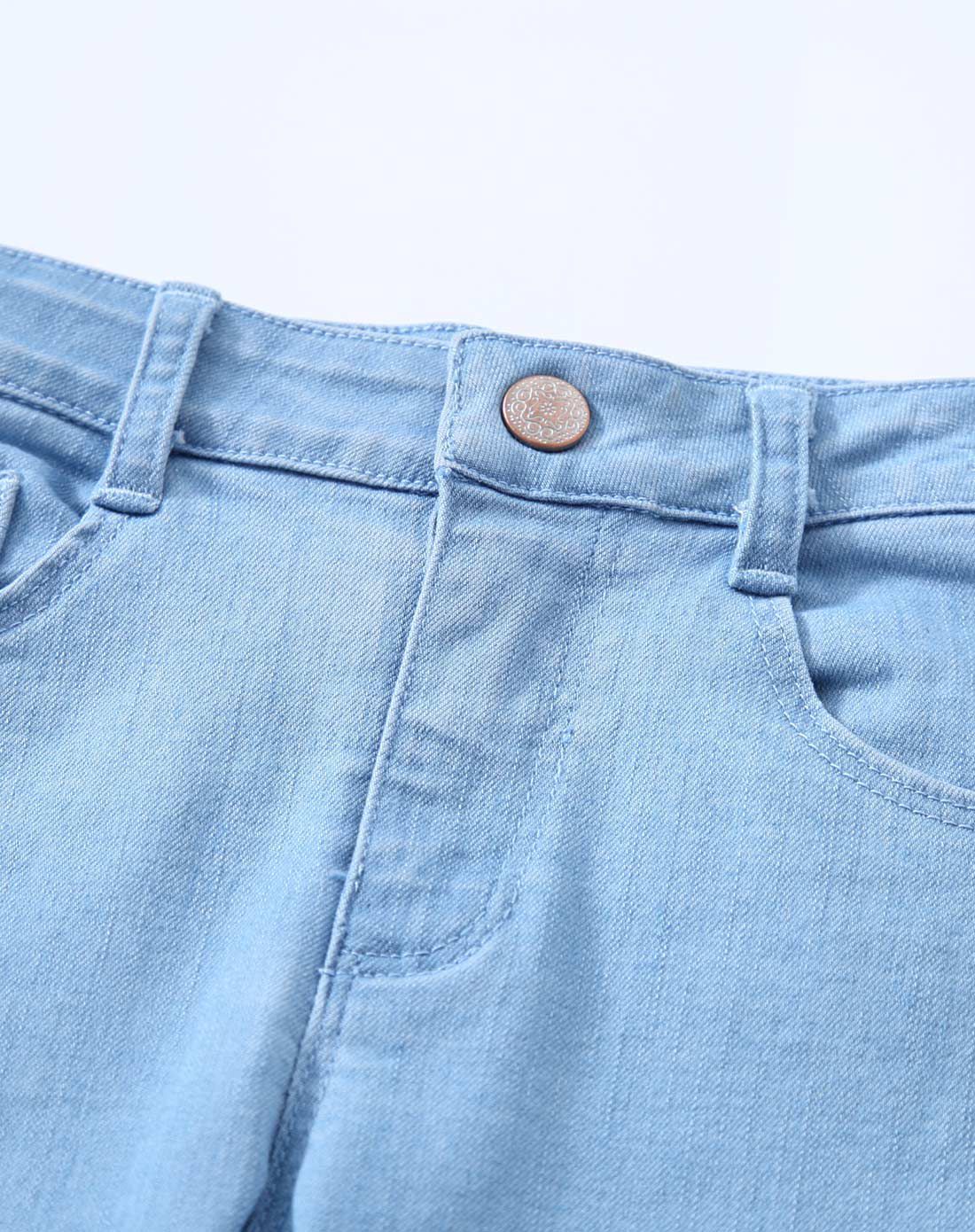 女童浅牛仔蓝牛仔裤