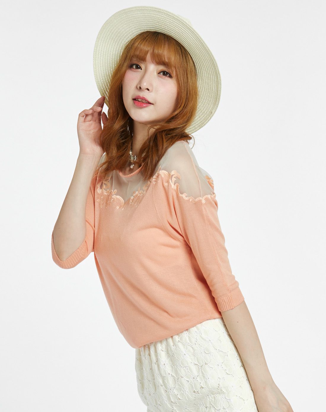 rouge diamant浅橙色淑女甜美针织衫