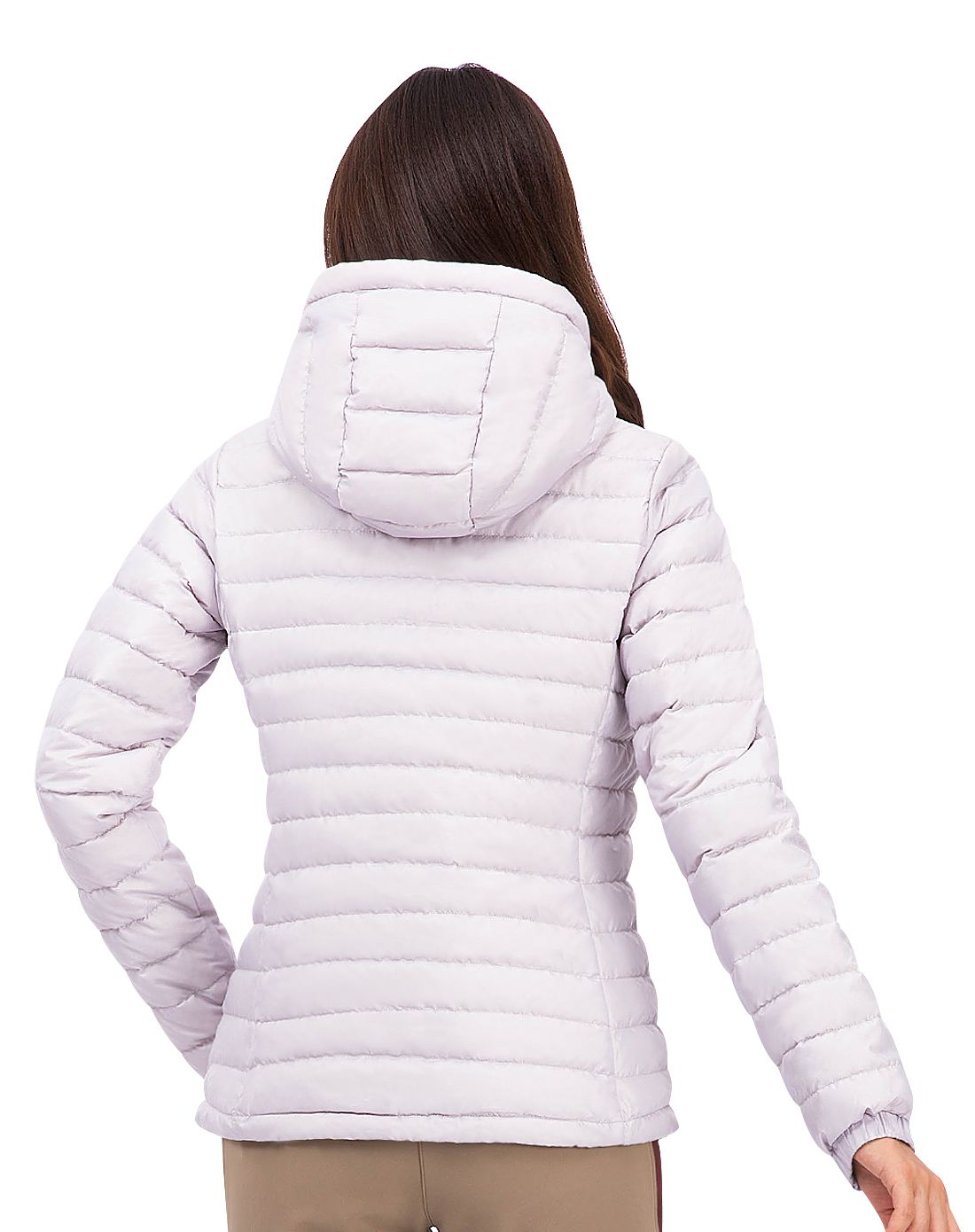 蓬松度800 女款珍珠灰内里加热高寒保暖羽绒服