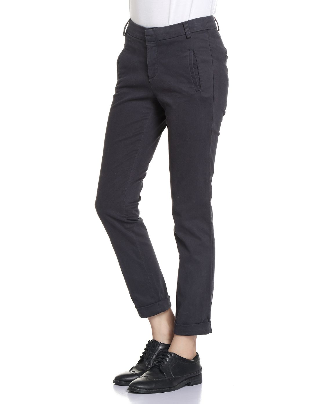 la fee maraboutee女款钢灰色修身舒适百搭时尚休闲长裤