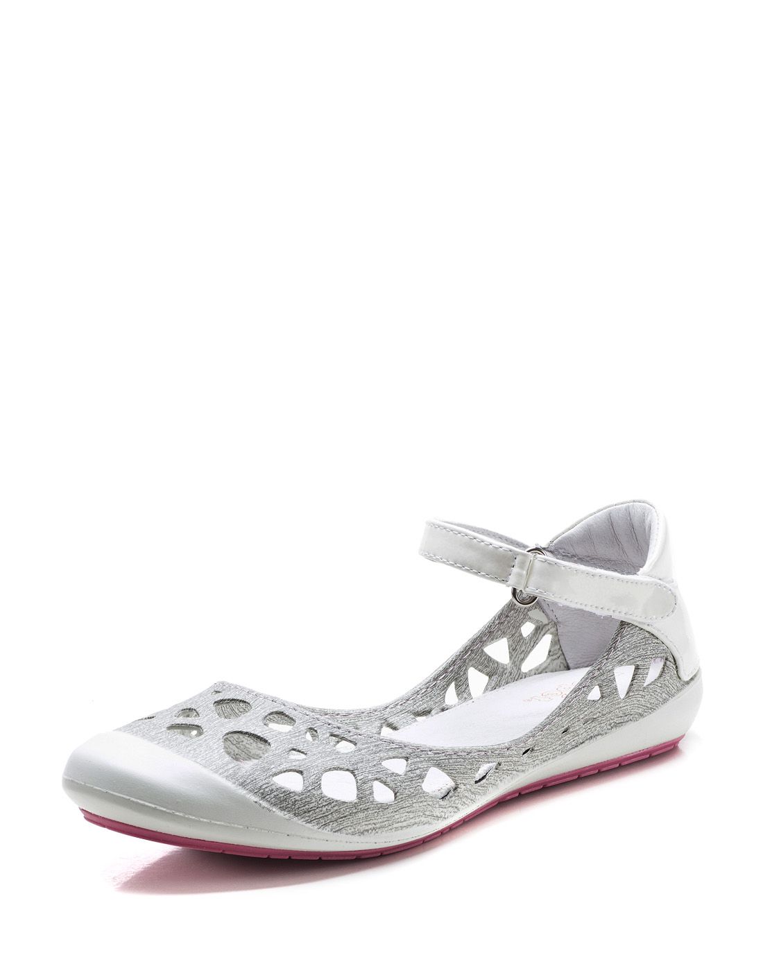 女款白色/银色水转印沙滩洞洞鞋