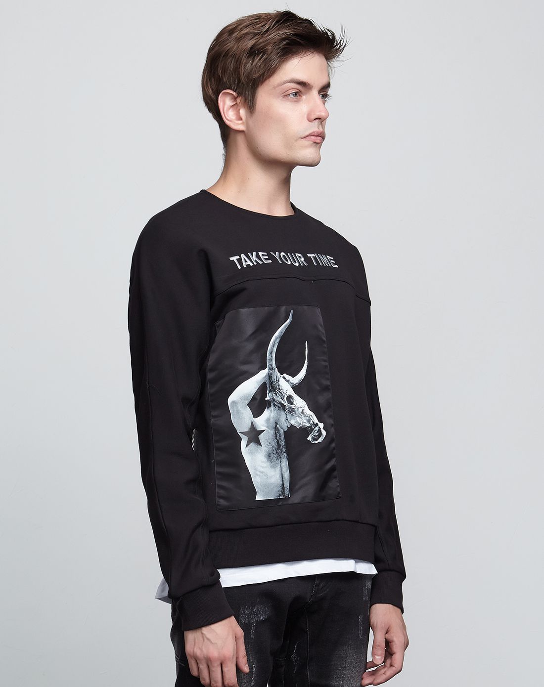 monstre deesse 高街潮牌男希腊神话半兽人印花拼贴卫衣sc0103040090