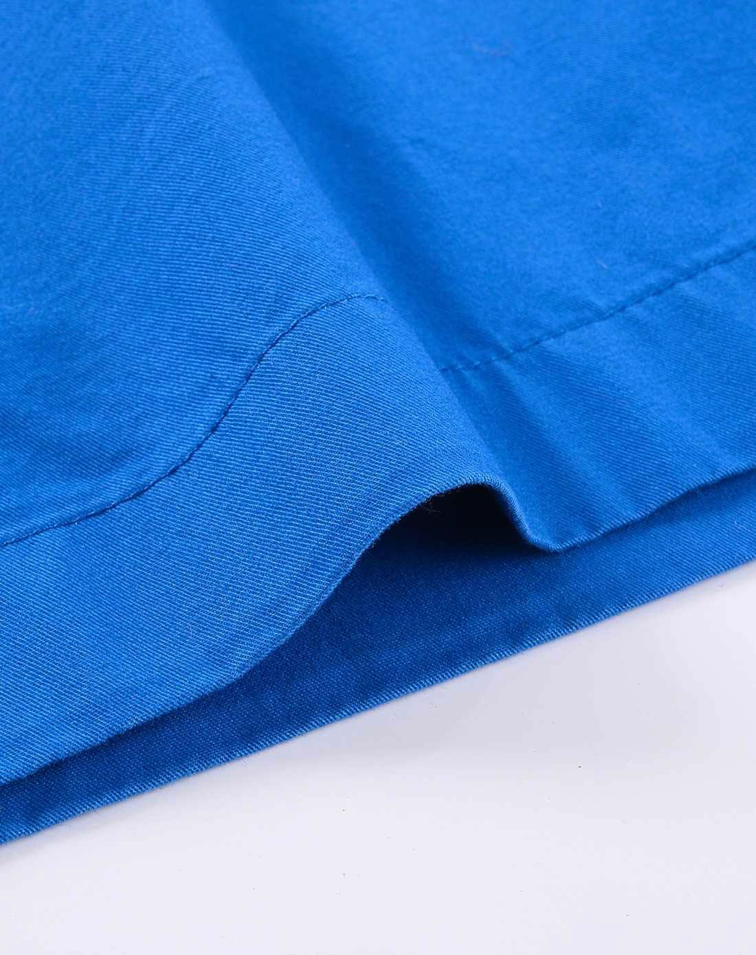 帝国蓝色 简约素色纯棉抽绳腰头卡其短裤