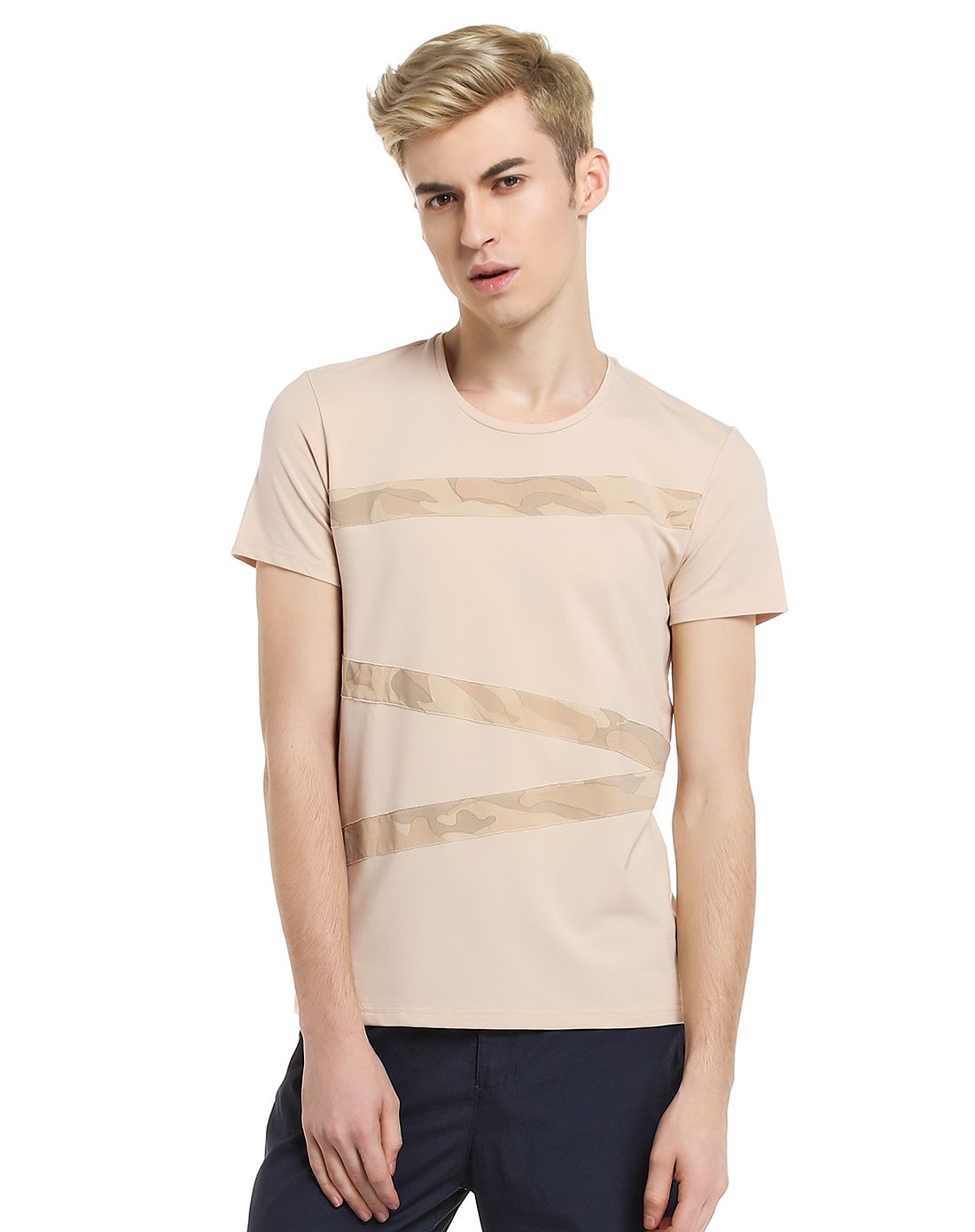 浅卡其色时尚百搭短袖t恤