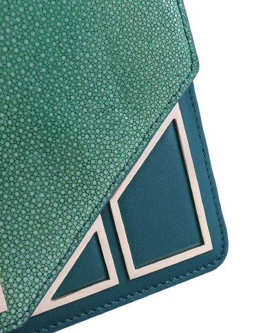 女款雀绿头层牛皮单肩包