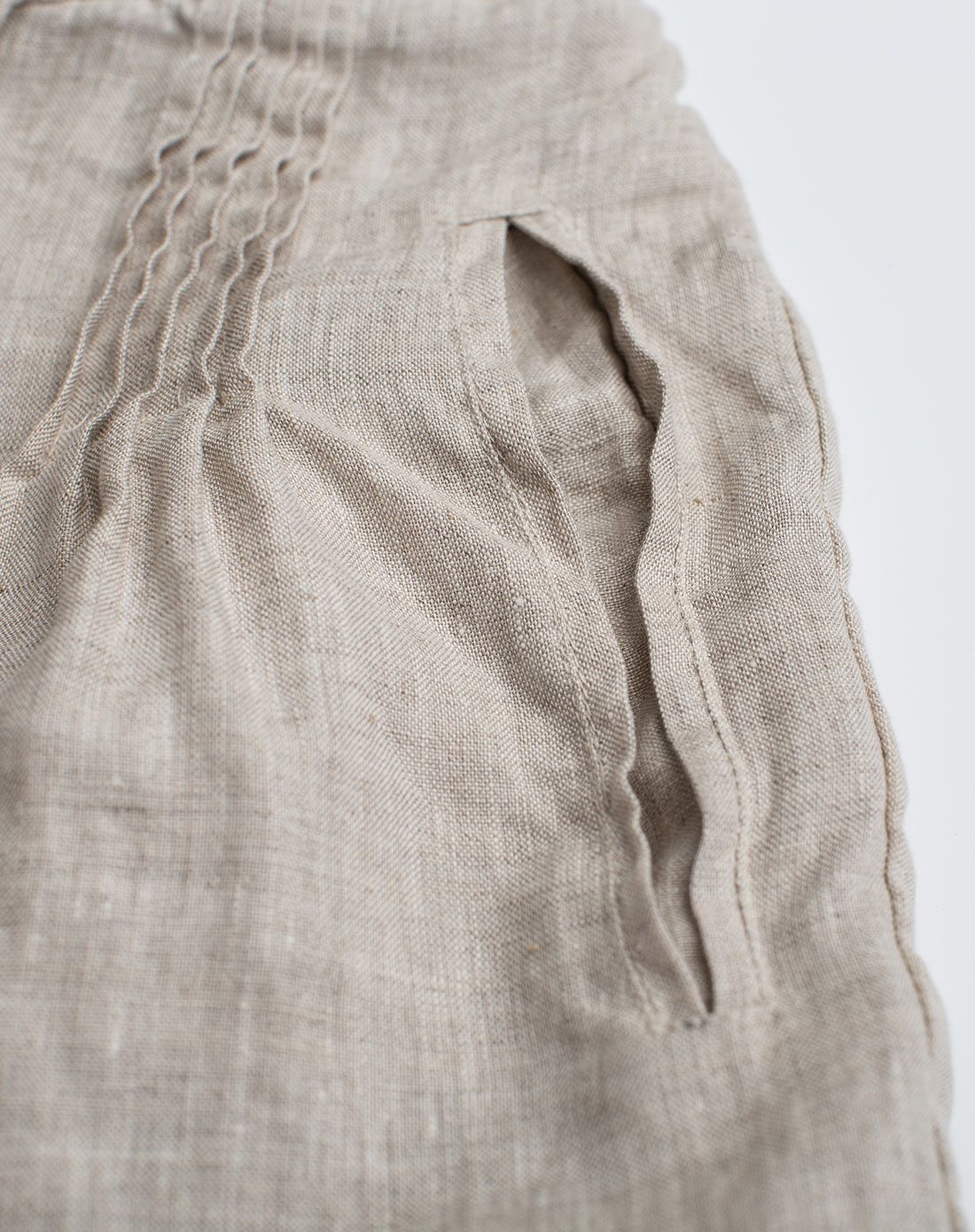 麻本色纯亚麻系带休闲裤