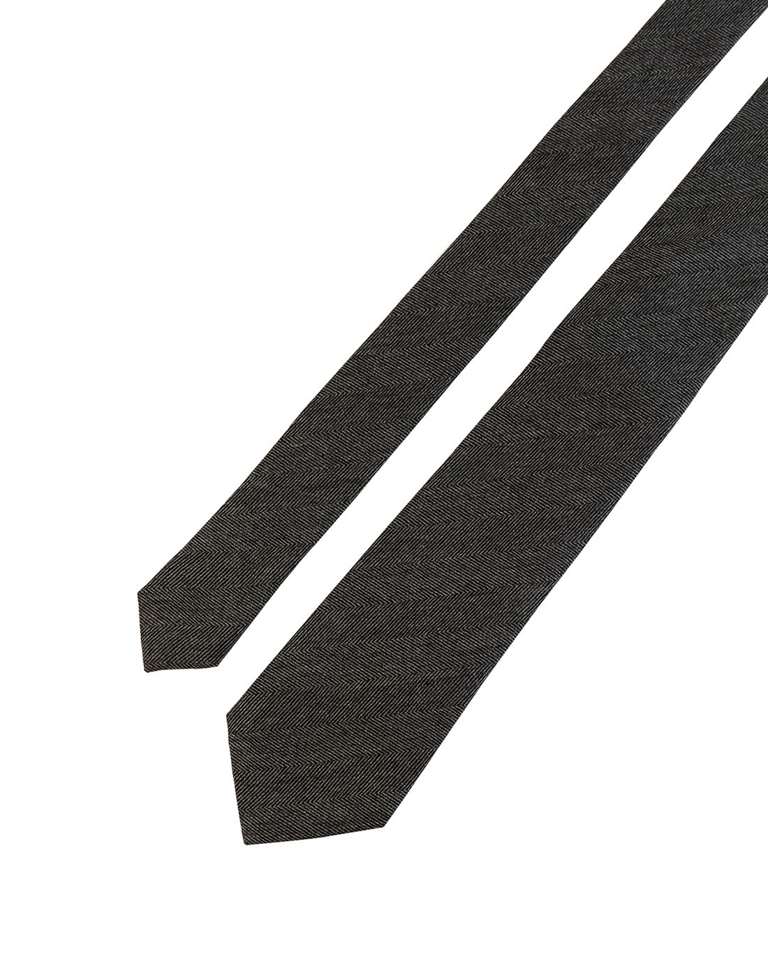 canali男款深灰色斜纹混蚕丝领带