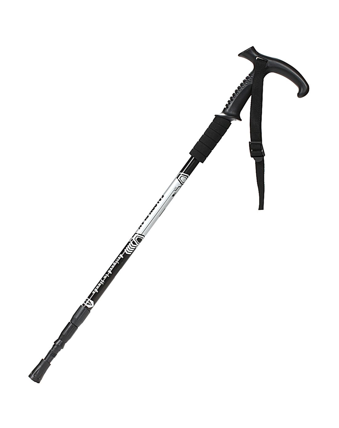 超轻铝杆 中性黑色t柄登山杖 三节伸缩