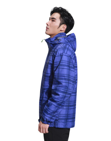 立体裁剪 男款鸢尾蓝胡杨三合一冲锋衣