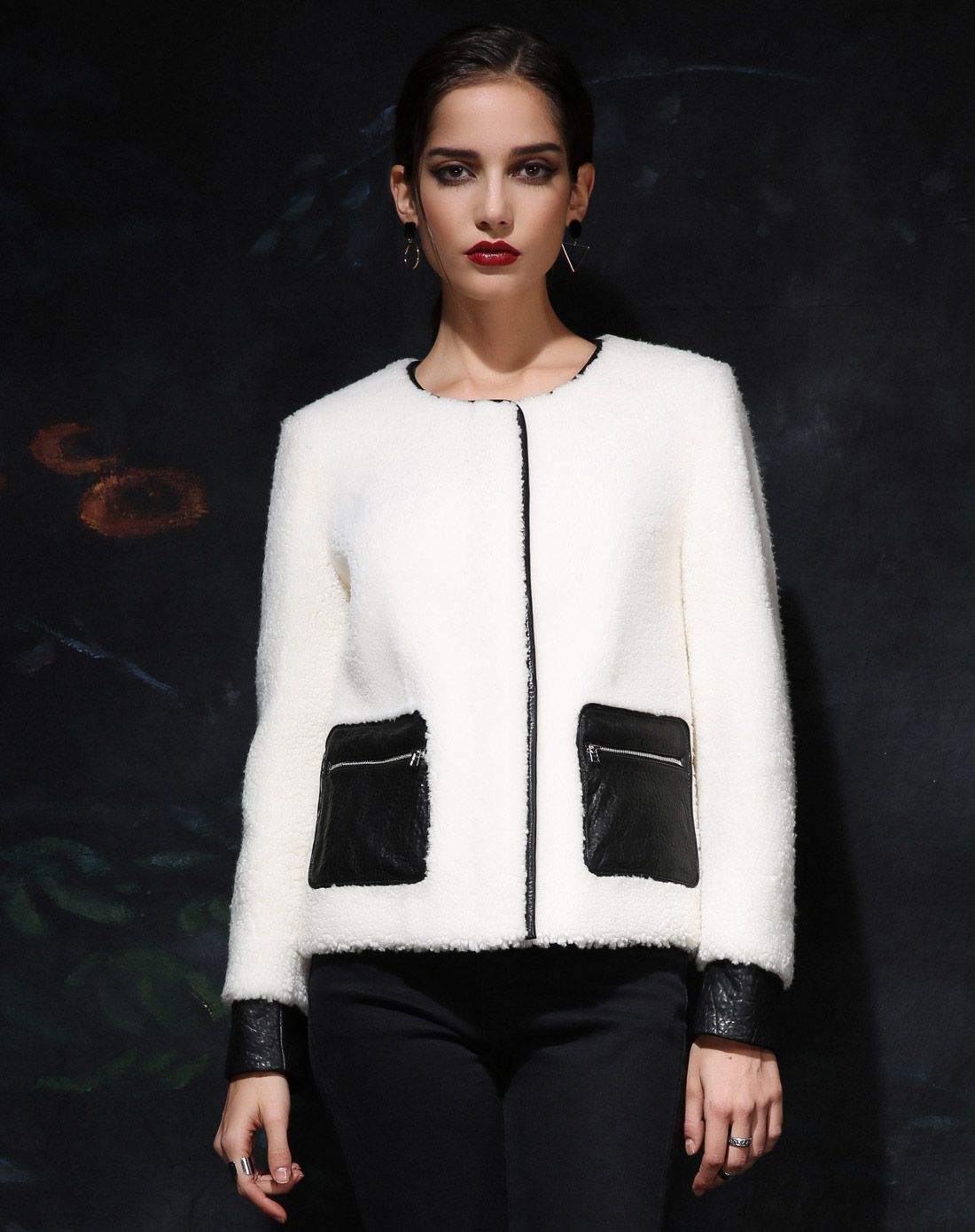 sovogue女士皮草专场简约羊毛皮短款羊剪毛外套sgm1416730_唯品会