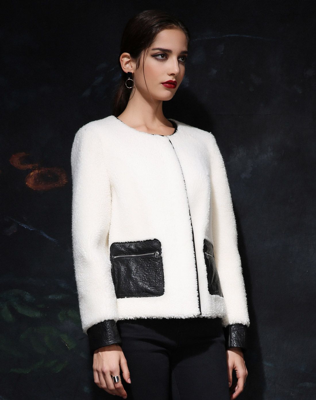 sovogue女士皮草专场简约羊毛皮短款羊剪毛外套sgm1416730_唯品会