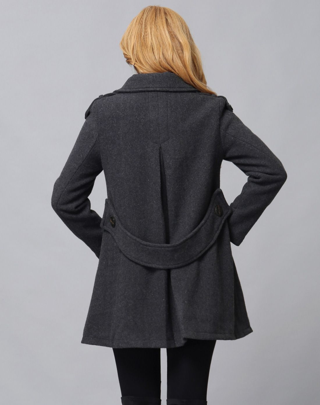 gustavo arango女款灰色帅气双排扣斜口袋大衣3g39a365582_唯品会