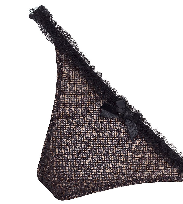 chantal thomass性感蕾丝花边豹纹v字裤黑色