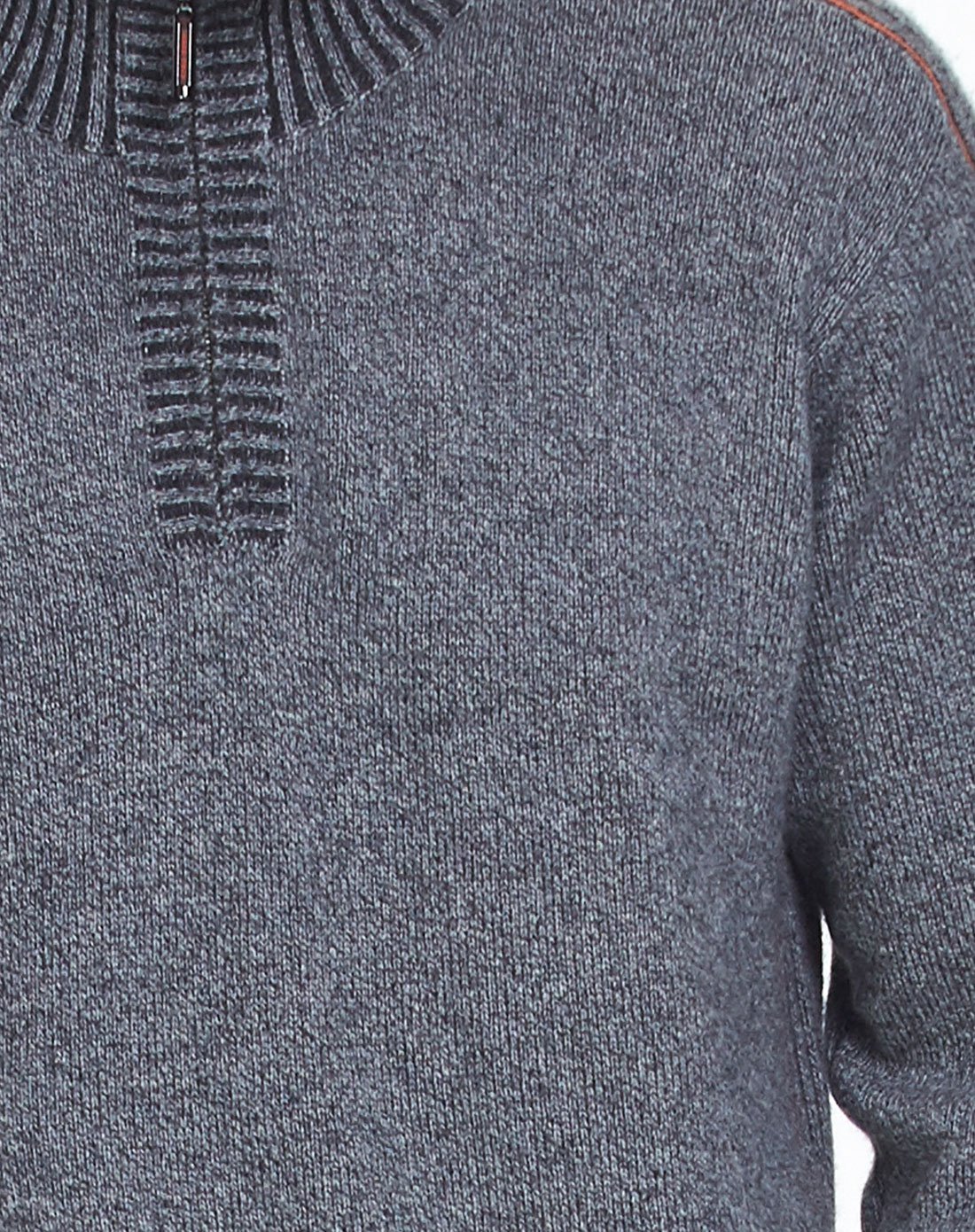 半高领拉链添纱羊绒男套衫