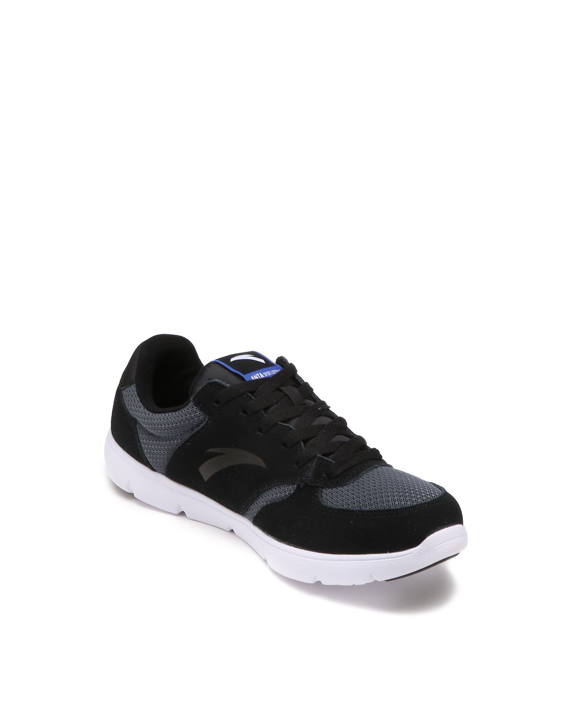 安踏男士运动专场轻盈拼接 男款黑配深蓝灰色板鞋 运动鞋系列91538014