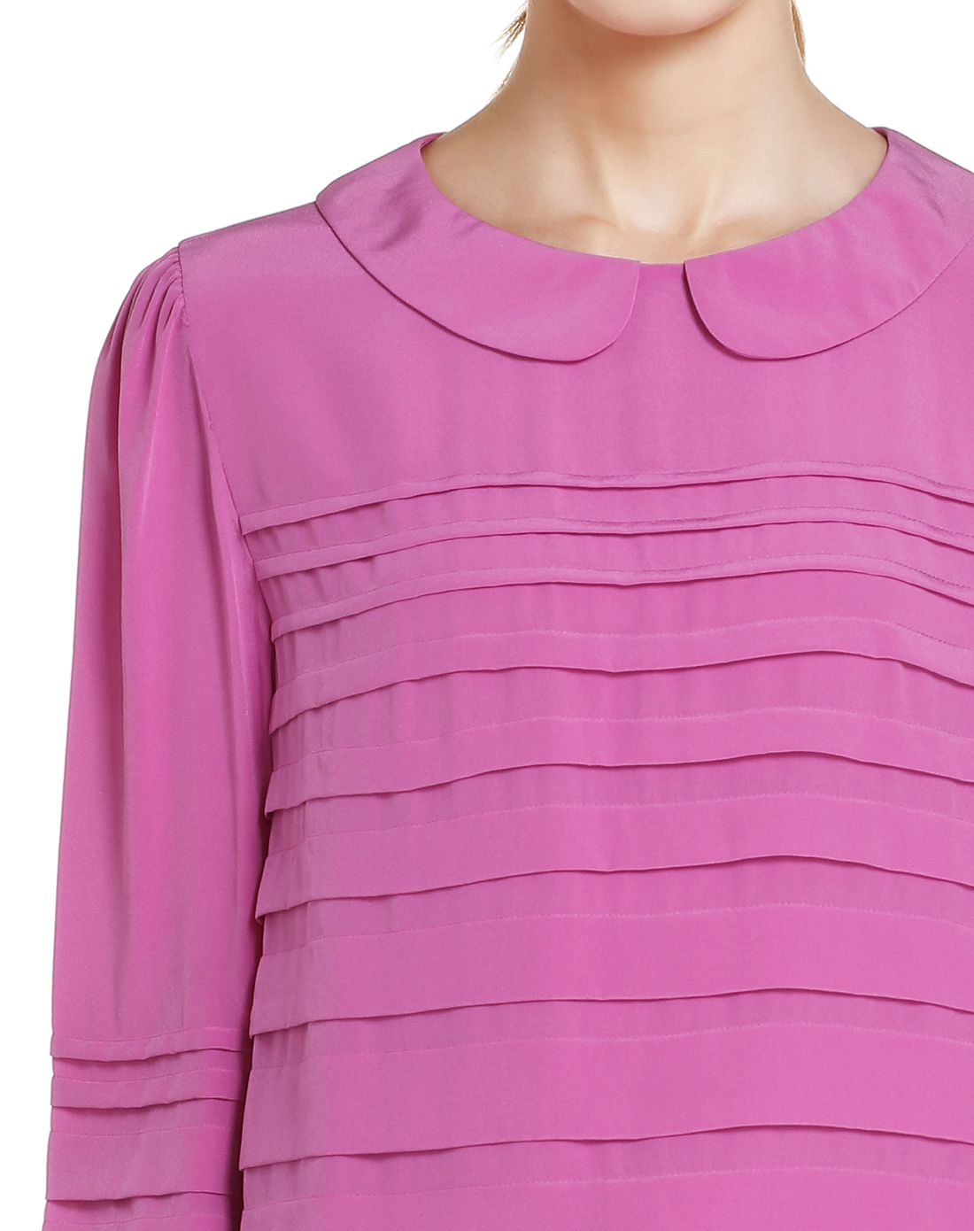 浅玫红色简约百搭长袖上衣